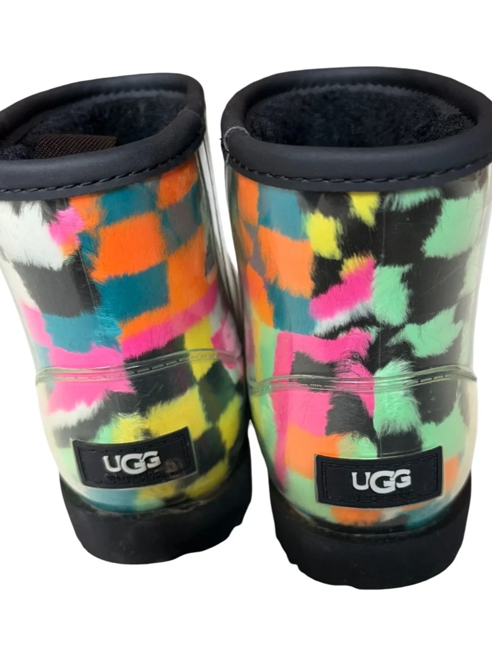 UGG Kids Multicolor Check Rain & Snow Boots - Black Trim